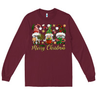 Burgundy Merry Christmas Gnomes Long Sleeve Tee - BundleAndBundleShop