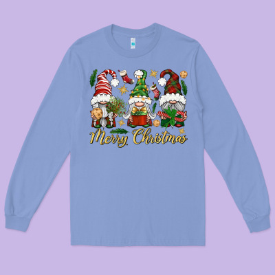 Merry Christmas Gnomes Long Sleeve Tee Designed By Bundleandbundleshop