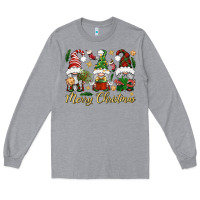 Heather Grey Merry Christmas Gnomes Long Sleeve Tee - BundleAndBundleShop