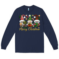 Navy Merry Christmas Gnomes Long Sleeve Tee - BundleAndBundleShop