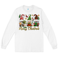 White Merry Christmas Gnomes Long Sleeve Tee - BundleAndBundleShop