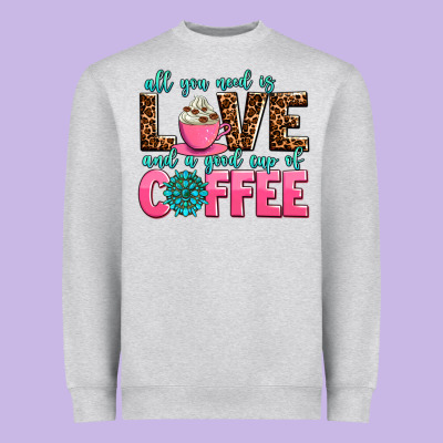 All You Need Is Love And A Good Cup Of Coffee Heavyweight Sweatshirt Designed By Adodesignshop