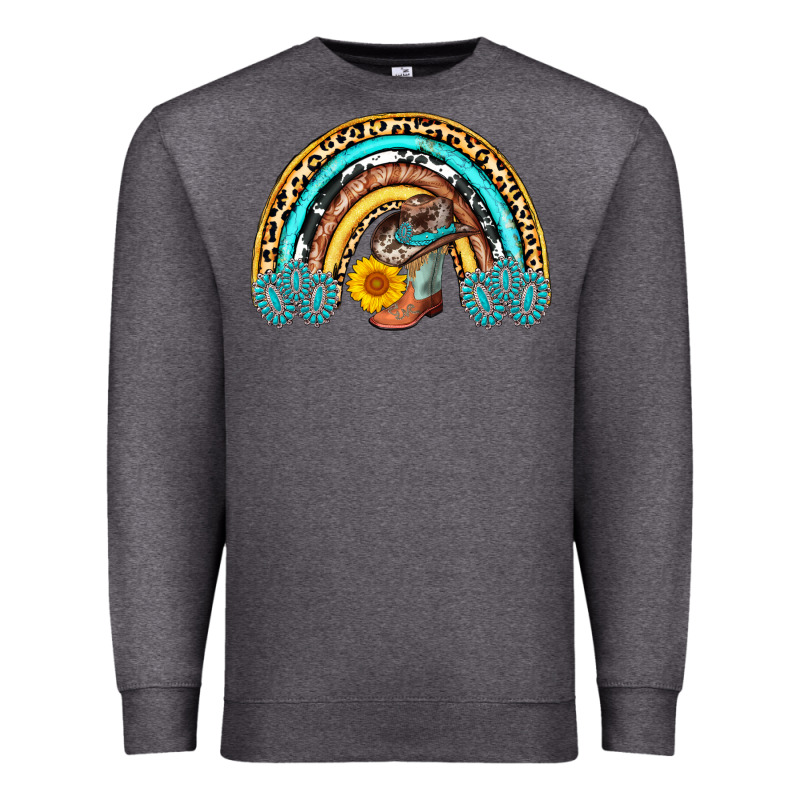 Cowboy Boots And Hat Rainbow Premium Sweatshirt by AdoDesignShop | Teevron