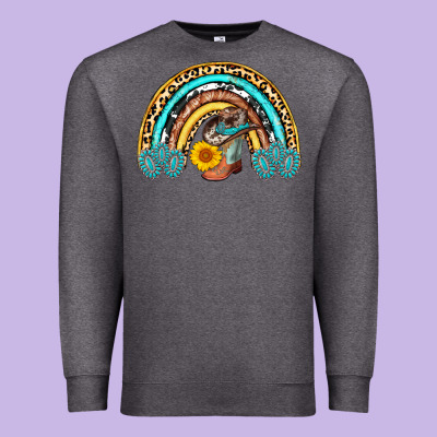 Cowboy Boots And Hat Rainbow Premium Sweatshirt Designed By Adodesignshop