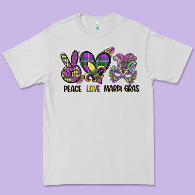 Peace Love Mardi Gras Premium Tee Designed By Cowgirlartshop