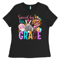 Black Saved by his grace Easter Day Ladies Tee - HowdyJamesFarm
