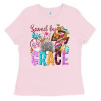 Bubblegum Pink Saved by his grace Easter Day Ladies Tee - HowdyJamesFarm