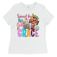 White Saved by his grace Easter Day Ladies Tee - HowdyJamesFarm