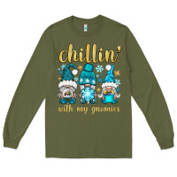 Army Green chillin' with my gnomies Long Sleeve Tee - BundleAndBundleShop
