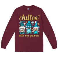 Burgundy chillin' with my gnomies Long Sleeve Tee - BundleAndBundleShop