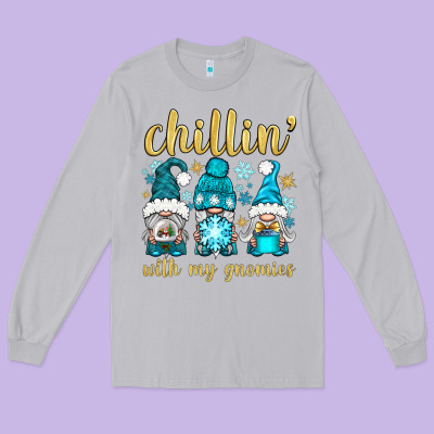 Chillin' With My Gnomies Long Sleeve Tee Designed By Bundleandbundleshop