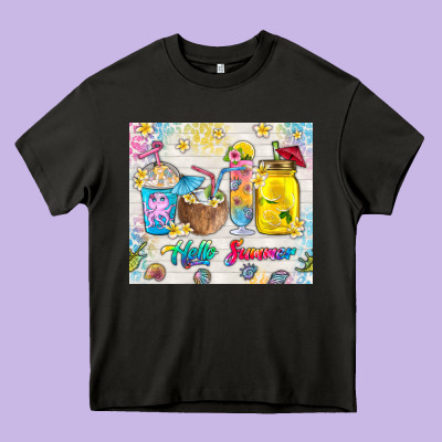 Hello Summer Coffee Cups Heavy Core Tee Designed By Tumblerdesignbyshophia