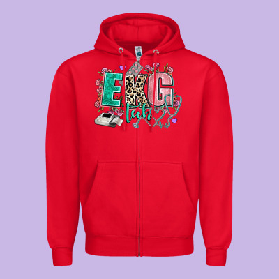 Ekg Tech Zipper Hoodie Designed By Adodesignshop