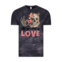 Cloud Black Skull all you need is love Vintage Tee - FaDigitalArtStudio
