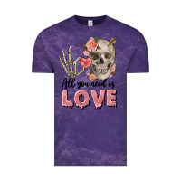 Cloud Purple Skull all you need is love Vintage Tee - FaDigitalArtStudio