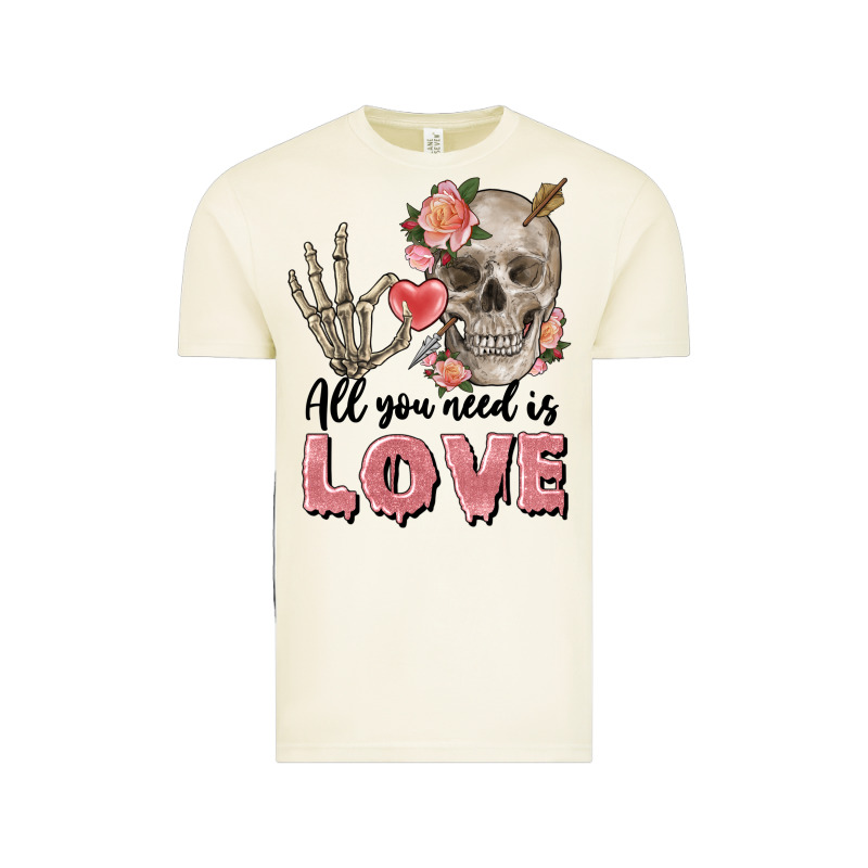 Skull All You Need Is Love Vintage Tee by FaDigitalArtStudio | Teevron