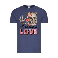 Vintage Denim Skull all you need is love Vintage Tee - FaDigitalArtStudio