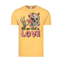 Vintage Mustard Skull all you need is love Vintage Tee - FaDigitalArtStudio