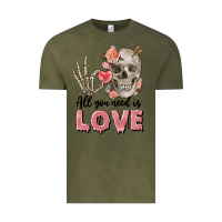 Vintage Olive Skull all you need is love Vintage Tee - FaDigitalArtStudio