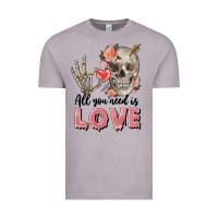 Vintage Zinc Skull all you need is love Vintage Tee - FaDigitalArtStudio