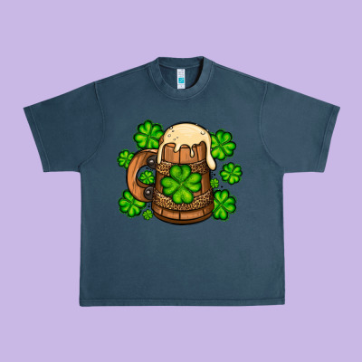 St. Patrick's Beer And Shamrock Urban Heavy Tee Designed By Oliviacreatesart