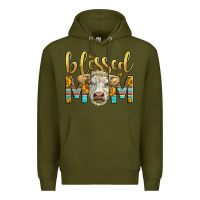 Army Green Western Blessed Mom Charolais Bull Mother's Day Premium Hoodie - LillyAllenDesigns