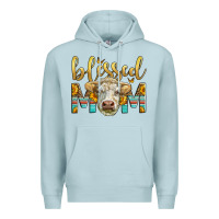 Blue Mist Western Blessed Mom Charolais Bull Mother's Day Premium Hoodie - LillyAllenDesigns