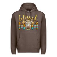 Coffee Western Blessed Mom Charolais Bull Mother's Day Premium Hoodie - LillyAllenDesigns