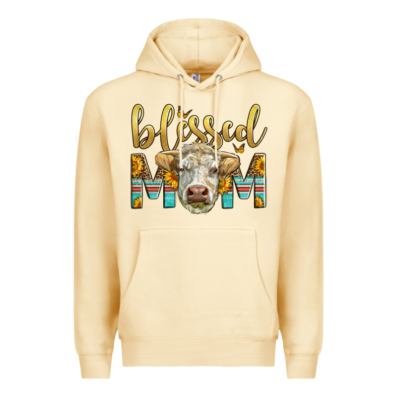 Western Blessed Mom Charolais Bull Mother's Day Premium Hoodie by LillyAllenDesigns | Teevron