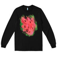 Black watermelon glitter watercolor brushstrokes patch Long Sleeve Tee - RanaPortraitStore