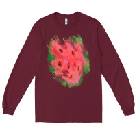 Burgundy watermelon glitter watercolor brushstrokes patch Long Sleeve Tee - RanaPortraitStore