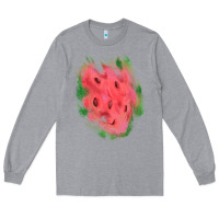 Heather Grey watermelon glitter watercolor brushstrokes patch Long Sleeve Tee - RanaPortraitStore