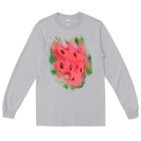 Moon Dust watermelon glitter watercolor brushstrokes patch Long Sleeve Tee - RanaPortraitStore