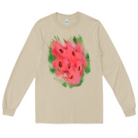 Mushroom watermelon glitter watercolor brushstrokes patch Long Sleeve Tee - RanaPortraitStore