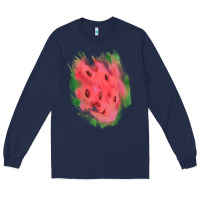 Navy watermelon glitter watercolor brushstrokes patch Long Sleeve Tee - RanaPortraitStore
