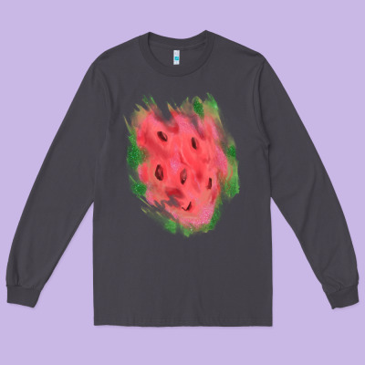 Watermelon Glitter Watercolor Brushstrokes Patch Long Sleeve Tee Designed By Ranaportraitstore