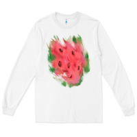 White watermelon glitter watercolor brushstrokes patch Long Sleeve Tee - RanaPortraitStore