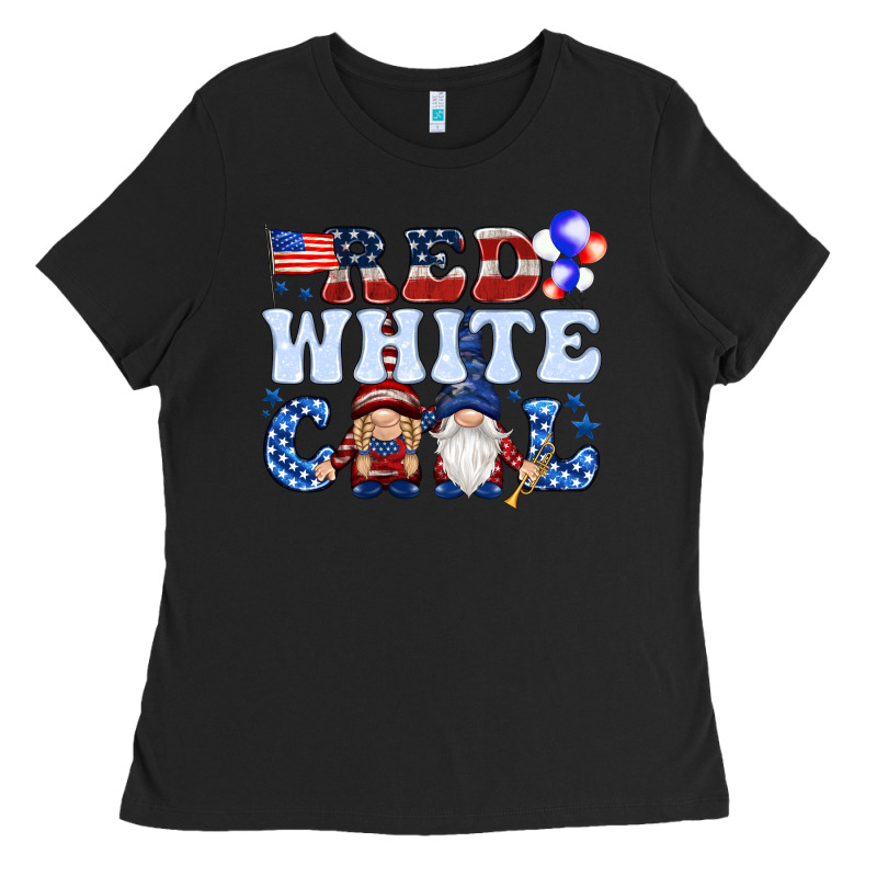 Red White Cool With Gnomies 4th Of July Ladies Tee by HowdyJamesFarm | Teevron
