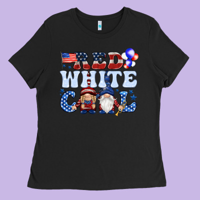 Red White Cool With Gnomies 4th Of July Ladies Tee Designed By Howdyjamesfarm