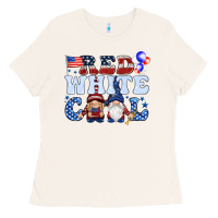 Bone Red white cool with gnomies 4th of july Ladies Tee - HowdyJamesFarm