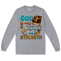 Heather Grey God Is Our Refuge And Strength Long Sleeve Tee - BundleAndBundleShop