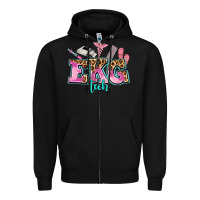 Black ekg tech Zipper Hoodie - AdoDesignShop