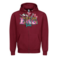 Burgundy ekg tech Zipper Hoodie - AdoDesignShop