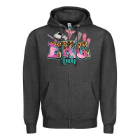 Charcoal Heather ekg tech Zipper Hoodie - AdoDesignShop