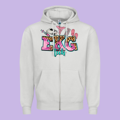 Ekg Tech Zipper Hoodie Designed By Adodesignshop