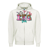 Oatmeal Heather ekg tech Zipper Hoodie - AdoDesignShop