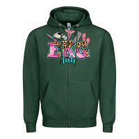 Sports Green ekg tech Zipper Hoodie - AdoDesignShop