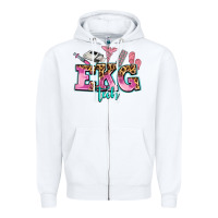 White ekg tech Zipper Hoodie - AdoDesignShop