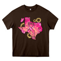 Chocolate Brown Texas map Cancer Heavy Core Tee - HowdyJamesFarm