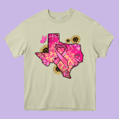 Texas Map Cancer Heavy Core Tee Designed By Howdyjamesfarm